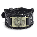 Trendy Viking Bracelet Nordic Rune Compass God Bird Charm Men's Bracelet New Fashion Leather Woven Jewelry Accessorie Party Gift
