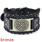 Trendy Viking Bracelet Nordic Rune Compass God Bird Charm Men's Bracelet New Fashion Leather Woven Jewelry Accessorie Party Gift