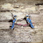 Blue Jay Wooden Dangle Earrings | Realistic Bird Jewelry
