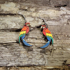 Parrot Wooden Earrings | Tropical Bird Jewelry