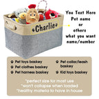 Personalized Pet Dog Toy Storage Basket Dog Canvas Bag Foldable Pet Toys Linen Storage Box Bins Dog Accessories Pet Supplies