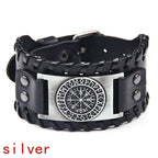 Trendy Viking Bracelet Nordic Rune Compass God Bird Charm Men's Bracelet New Fashion Leather Woven Jewelry Accessorie Party Gift