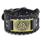 Trendy Viking Bracelet Nordic Rune Compass God Bird Charm Men's Bracelet New Fashion Leather Woven Jewelry Accessorie Party Gift