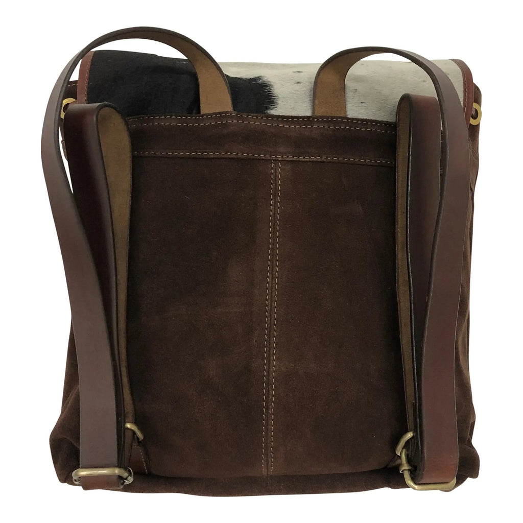 Huntley Equestrian Cowhide Suede Leather Designer Shoulder Backpack