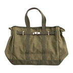 Huntley Equestrian Barnkin Olive Green Canvas Tote Bag with Gold Hardware