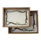Huntley Equestrian Bridle and Bit Wooden Serving Tray, White-Equestrian Home Decor