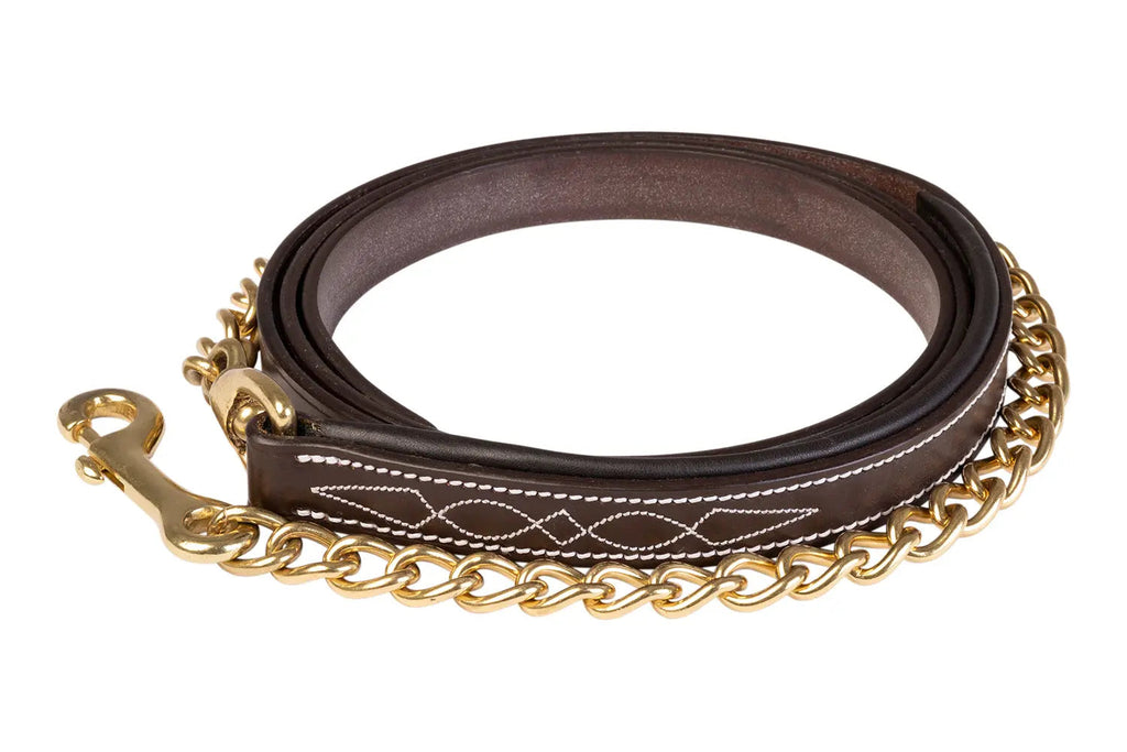 Huntley Equestrian Leather Lead with Brass Chain