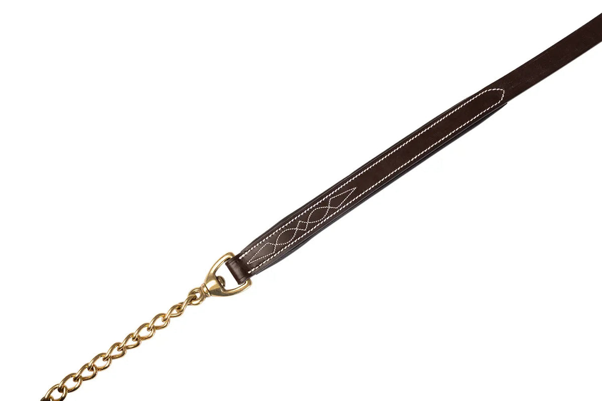 Huntley Equestrian Leather Lead with Brass Chain