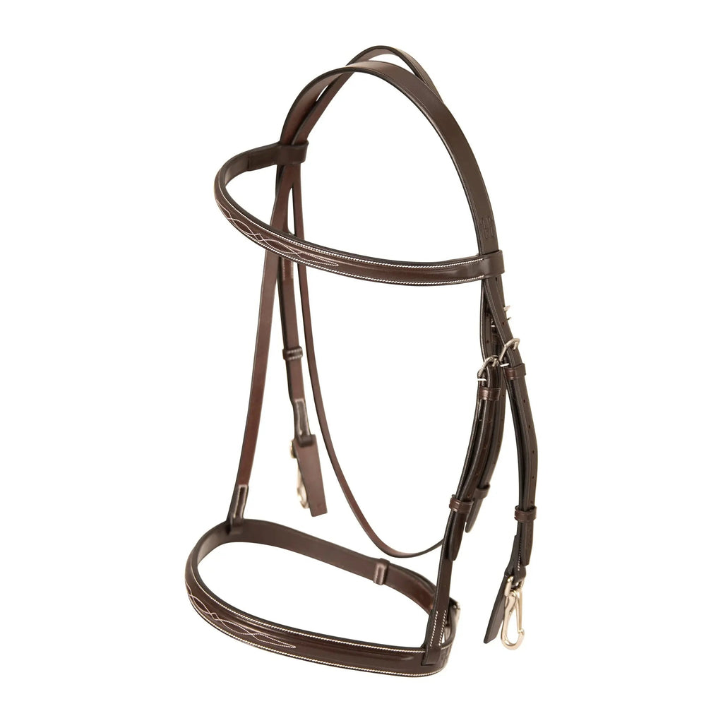 Huntley Equestrian Sedgwick Fancy Stitched Bridle with Cheek Clips and Reins