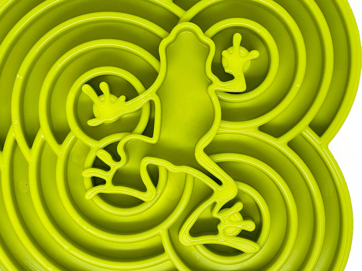 Water Frog eTray - Shallow Slow Feeder Dog Bowl for Enrichment | USA Made