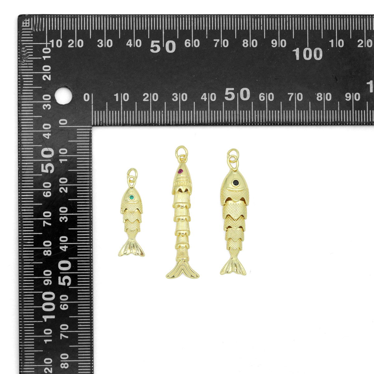 3D Vintage Style Movable Wiggling Fish charm, Sku#FH248
