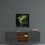 Green Parrot Powder Burst Glass Wall Art