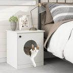 Cat Litter Box Enclosure with Nightstand Top - White