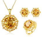 Carat Oversized Imitation Natural Citrine Bird's Nest Design Yellow Diamond Rings