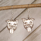 Pitbull Wooden Earrings | Dog Lover Pet Jewelry