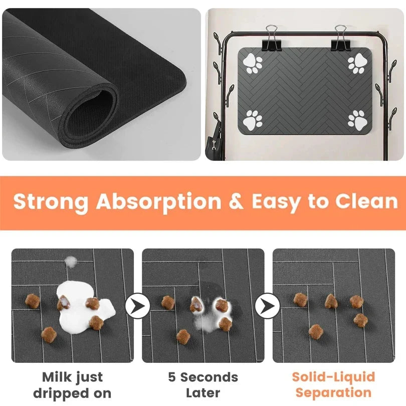 Pet Feeding Dropshipping Pet Placemat for Food and Water Bowl, with Waterproof Rubber Backing, Quick Dry Water Mat for Dog Cat