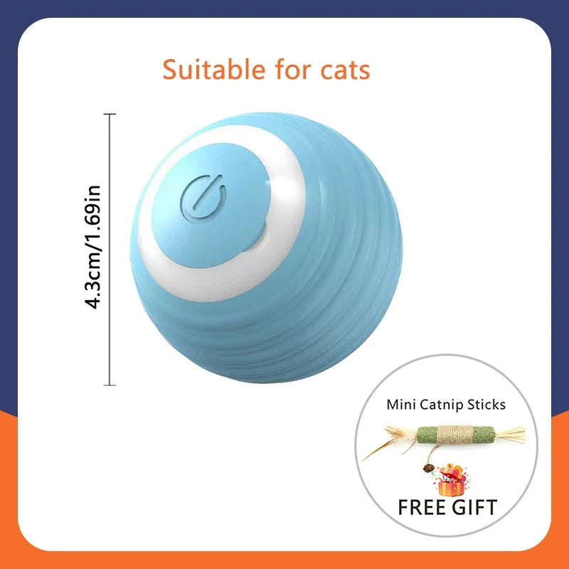 USB Rechargeable Interactive Cat Toys Balls Pets Smart Automatic Electric Rolling Ball for Kitty Tail Teasers with Catnip Gifts