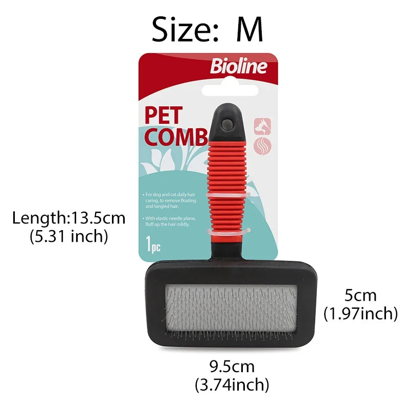Bioline Pet Dog Brush Cat Comb Self Cleaning Pet Hair Remover Brush For Dogs Cats Grooming Tools Pets Dematting Comb Dogs Supply