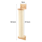 Wall Mounted Solid Wooden Cat Climbing Frame Hammock Scratching Post Shelf with Sisal Jumping Platform Ladder Steps Furniture