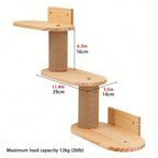 Wall Mounted Solid Wooden Cat Climbing Frame Hammock Scratching Post Shelf with Sisal Jumping Platform Ladder Steps Furniture