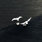 Asymmetrical Small Seagull Earrings | Delicate Stylish 925 Silver Bird Jewelry