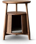 Solid Wood End Table with Built-in Cat House, Nightstand Coffee Table for Small Cats, Pet Bed Side Table Cat Condos