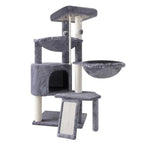 Xin Three Layer Cat Tree with Cat Condo and Two Hammocks in Grey for Indoor Cats Durable Sisal Wrapping and Soft Fleece Lining