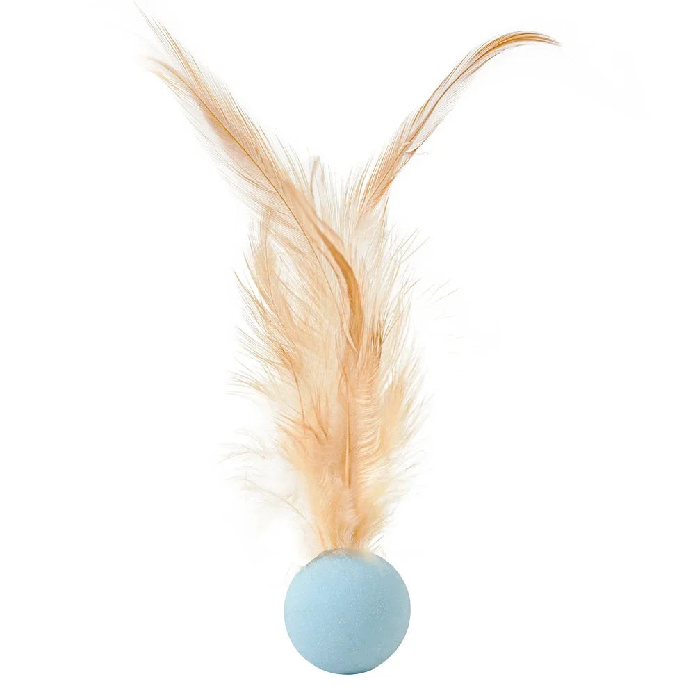 Funny Cat Elastic Ball Toy Interactive Balls Pet Supplies Feather Football Toys Dog Playthings Kitten