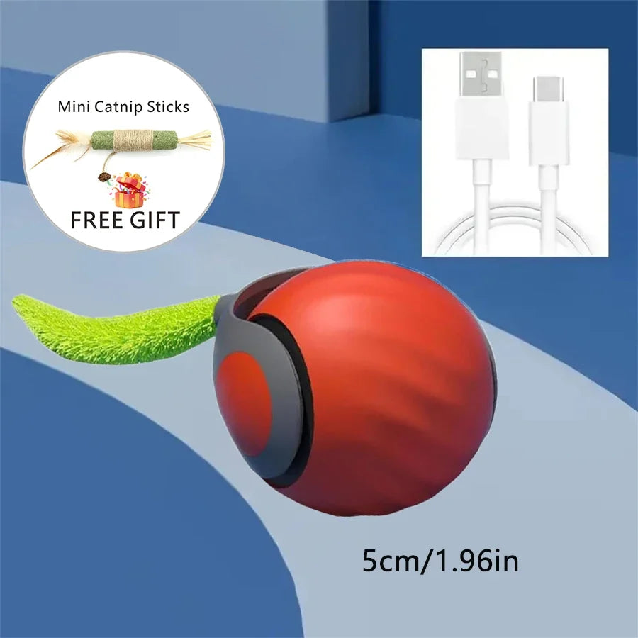 USB Rechargeable Interactive Cat Toys Balls Pets Smart Automatic Electric Rolling Ball for Kitty Tail Teasers with Catnip Gifts
