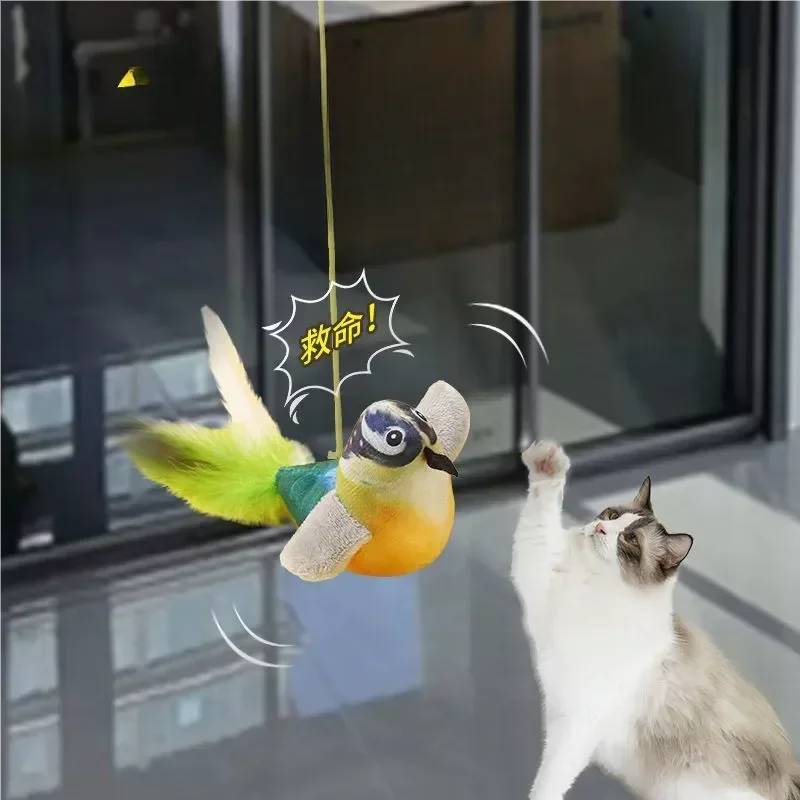 Simulation Chirping Bird Cat Toy Self Amusing Cat Teaser Stick With Catnip Sound Bird Pet Chew Toy Interactive Cat Plaything