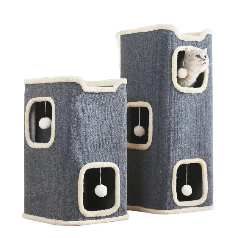 Indoor Cat Bed Cat Cave Bed Winter Warm Cute Cat Condo Hideaway Hut Modern Furniture for Multi Pets Washable
