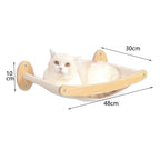 Wall Mounted Solid Wooden Cat Climbing Frame Hammock Scratching Post Shelf with Sisal Jumping Platform Ladder Steps Furniture