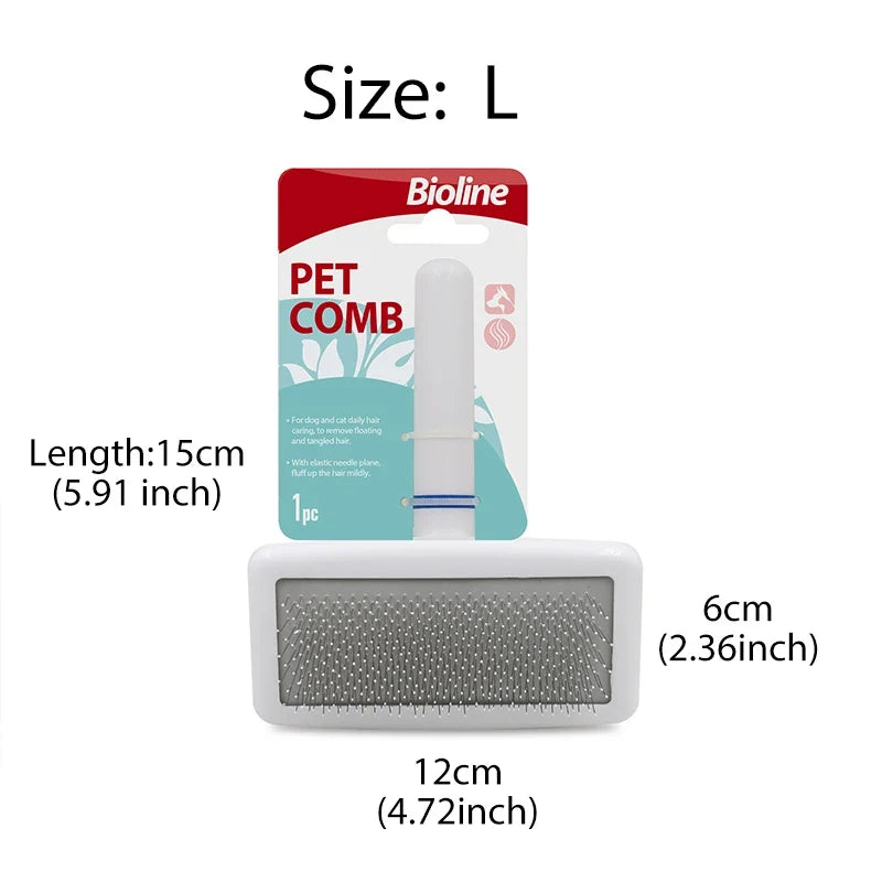 Bioline Pet Dog Brush Cat Comb Self Cleaning Pet Hair Remover Brush For Dogs Cats Grooming Tools Pets Dematting Comb Dogs Supply