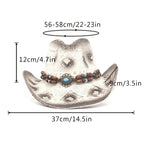 Women Cowboy Hat Creative Curled Straw Hollow Design Ethnic Style Beads Chain Decoration Shade Straw Hat Summer Sun Cap