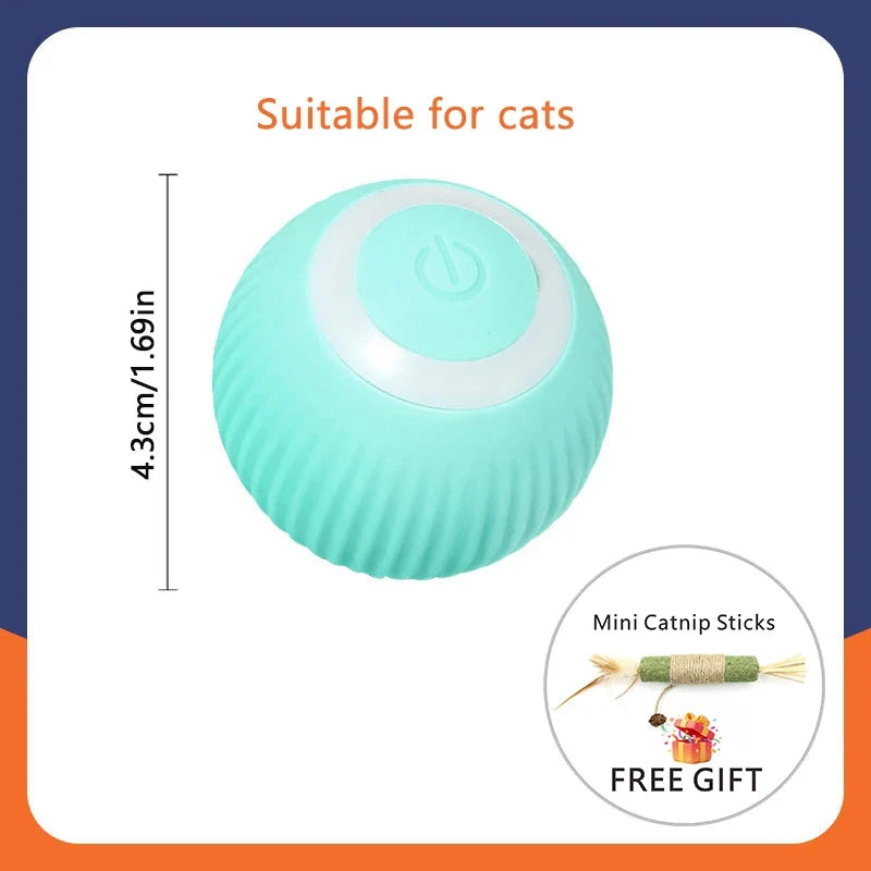 USB Rechargeable Interactive Cat Toys Balls Pets Smart Automatic Electric Rolling Ball for Kitty Tail Teasers with Catnip Gifts