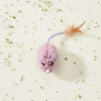 Rechargeable Feline Mouse Toy Feather Tail Interactive Feline Mouse Realistic Sound Obstacle Avoidance for Cats, Indoor