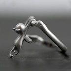 925 Sterling Silver Cat Branch Adjustable Rings For Women Wedding High Quality Jewelry Accessories Jewellery Argent 925