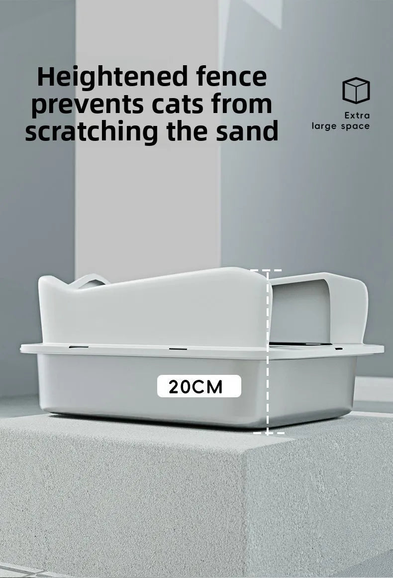 Large Stainless Steel Open Cat Litter Box Anti Splash Cat Toilet Pet Supplies