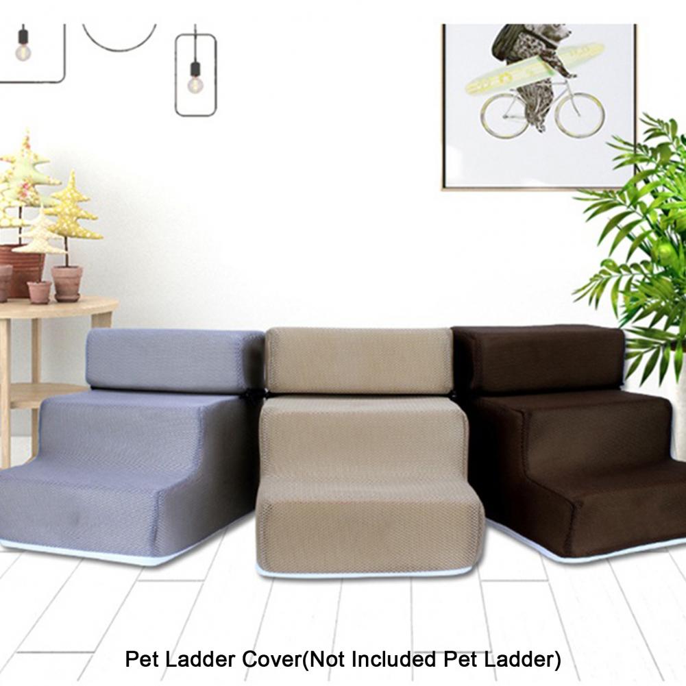 3 Steps Stairs Pet Ladder Cover Faux Leather Mesh Breathable Pet Steps Stairs Case Anti-slip Puppy Climbing Ladder Case Cover