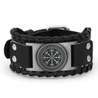 Trendy Viking Bracelet Nordic Rune Compass God Bird Charm Men's Bracelet New Fashion Leather Woven Jewelry Accessorie Party Gift