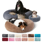 Long Plush Round Animal Bed - Soft Cat Dog House Cushion Mat Pet Sleeping Sofa Basket