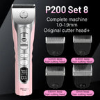 Fenice Sakura Pink Dog Hair Cutting Machine 5000mA Capacity Cordless LCD Screen Pet Dog Grooming Clipper Rechargeable Shaver Set