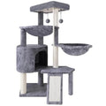 Xin Three Layer Cat Tree with Cat Condo and Two Hammocks in Grey for Indoor Cats Durable Sisal Wrapping and Soft Fleece Lining