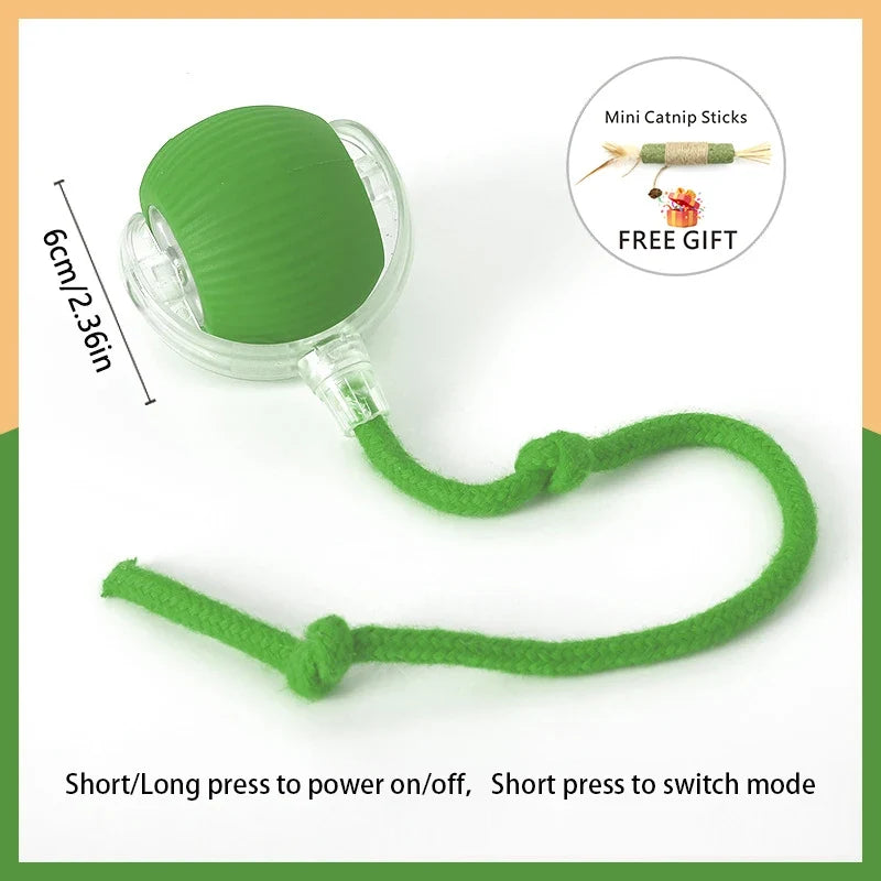 USB Rechargeable Interactive Cat Toys Balls Pets Smart Automatic Electric Rolling Ball for Kitty Tail Teasers with Catnip Gifts