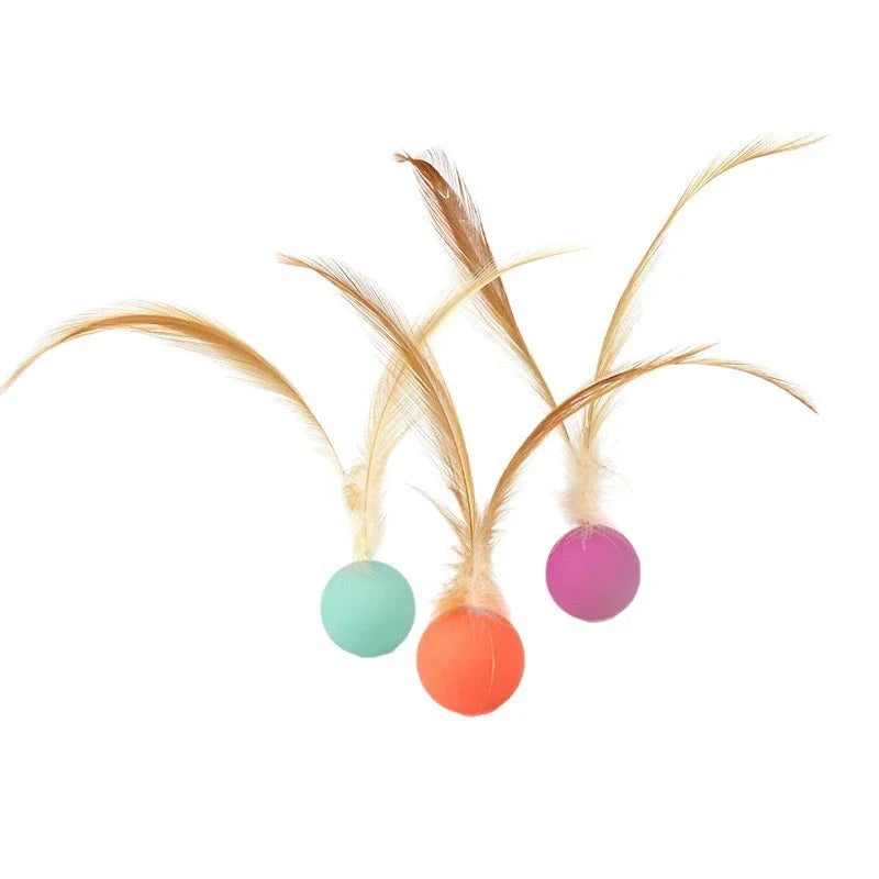 Funny Cat Elastic Ball Toy Interactive Balls Pet Supplies Feather Football Toys Dog Playthings Kitten