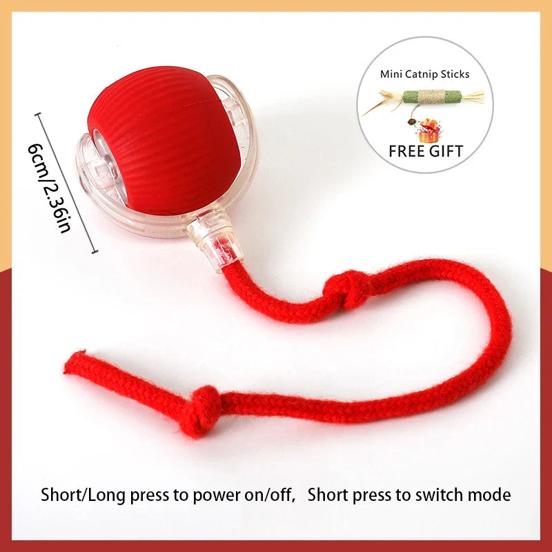 USB Rechargeable Interactive Cat Toys Balls Pets Smart Automatic Electric Rolling Ball for Kitty Tail Teasers with Catnip Gifts