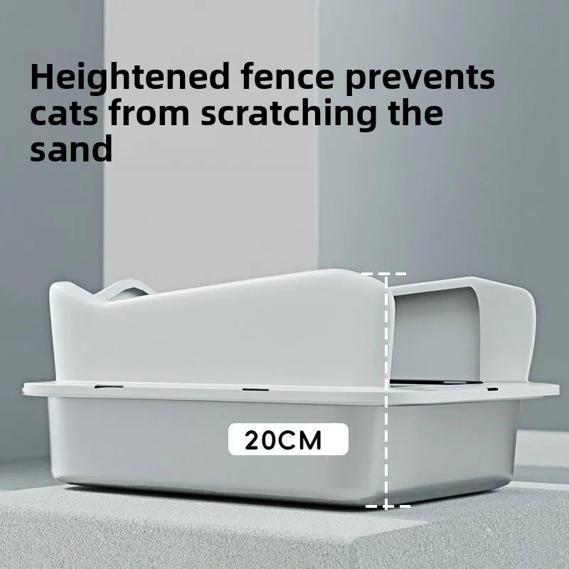 Large Stainless Steel Open Cat Litter Box Anti Splash Cat Toilet Pet Supplies