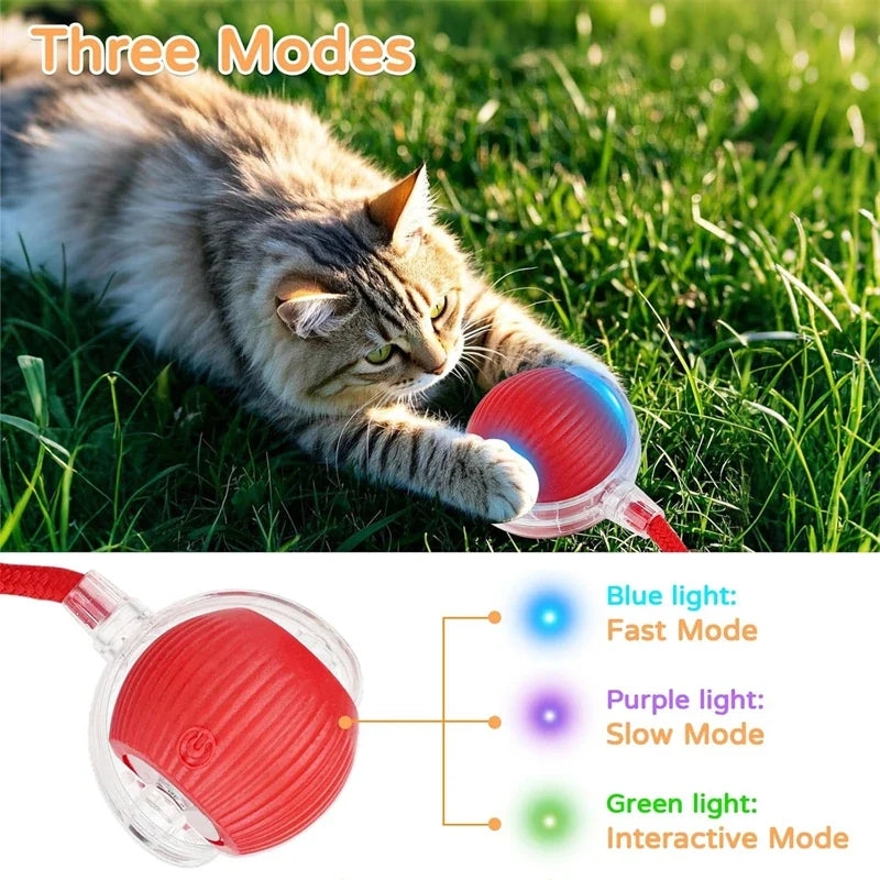 USB Rechargeable Interactive Cat Toys Balls Pets Smart Automatic Electric Rolling Ball for Kitty Tail Teasers with Catnip Gifts