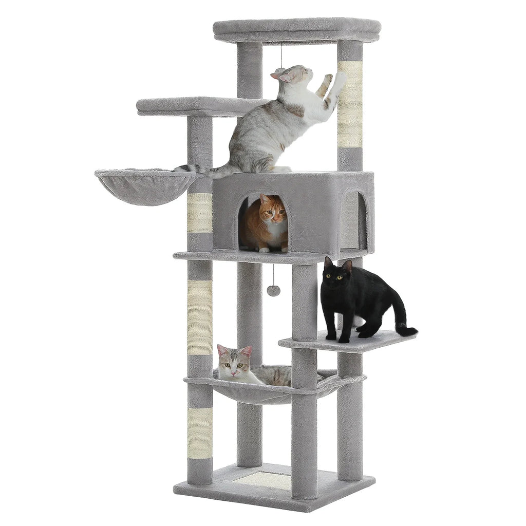 Large Cat Tree for Indoor Cats Multi-Level Cat Tower with Scratching Posts Soft Hammock Large Cat Condo Cat Accessories Cat Toys