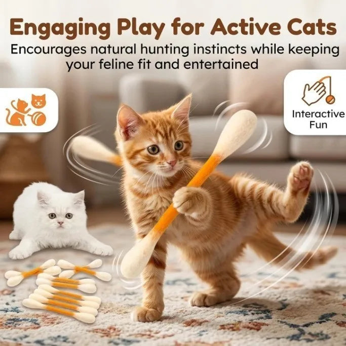 6Pcs Creative Large Cotton Swab Shaped Catnip Toy Giant Kitten Grinding Biting Stick Teething Cleaning Chew Toys Pet Supplies